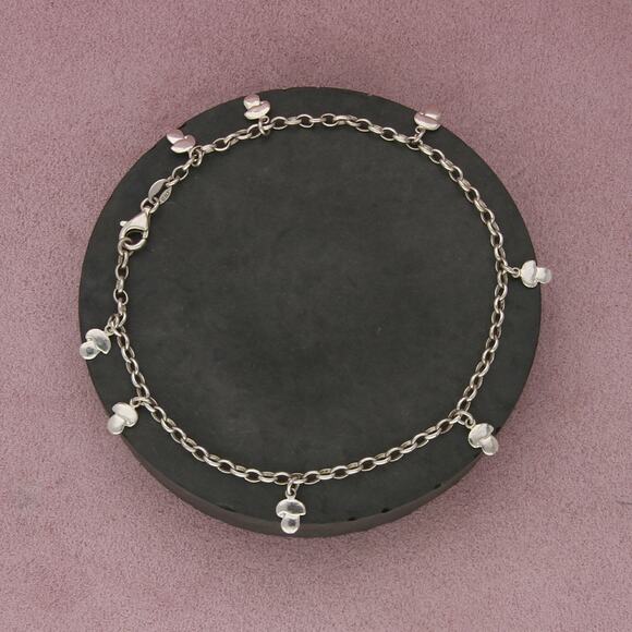 Sterling Jewelry - sterling silver mushroom charm anklet bracelet size 10.25in